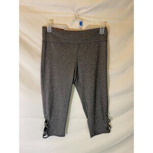 PRO PLAYER WOMENS SIZE XL STRETCH WORKOUT LEGGINGS CAPRI CROPPED Gray Activewear
